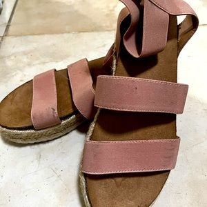 Pink strapy wedge sandal